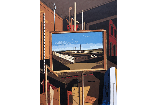 Metaphysical Interior with Large Factory, after Giorgio de Chirico