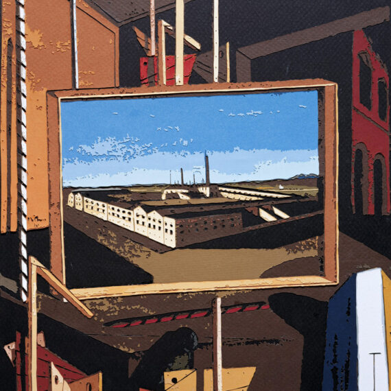 Vik Muñiz "Metaphysical Interior with Large Factory, after Giorgio de Chirico"