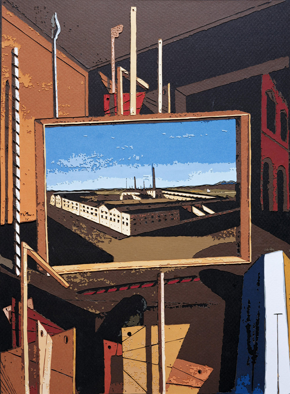 Vik Muñiz "Metaphysical Interior with Large Factory, after Giorgio de Chirico"