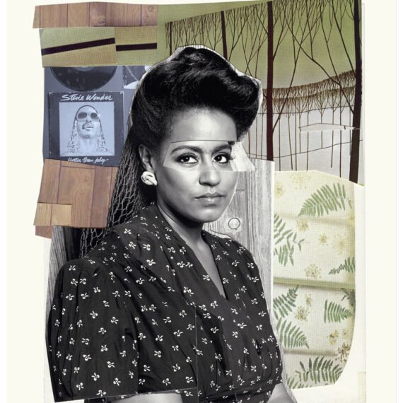 Mickalene Thomas: "Clarivel with Black Blouse with White Ribbon"