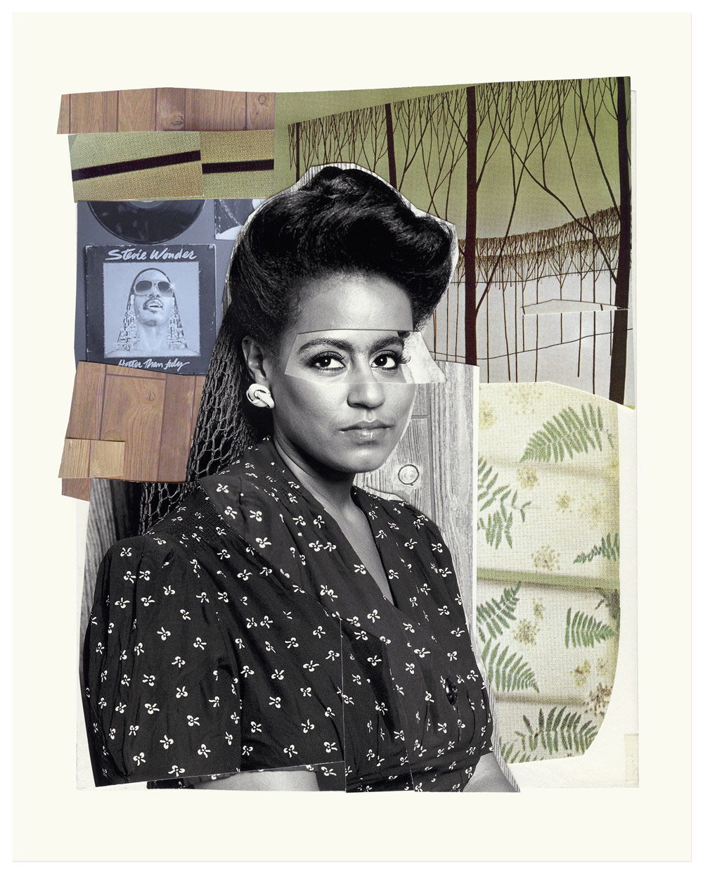 Mickalene Thomas: "Clarivel with Black Blouse with White Ribbon"